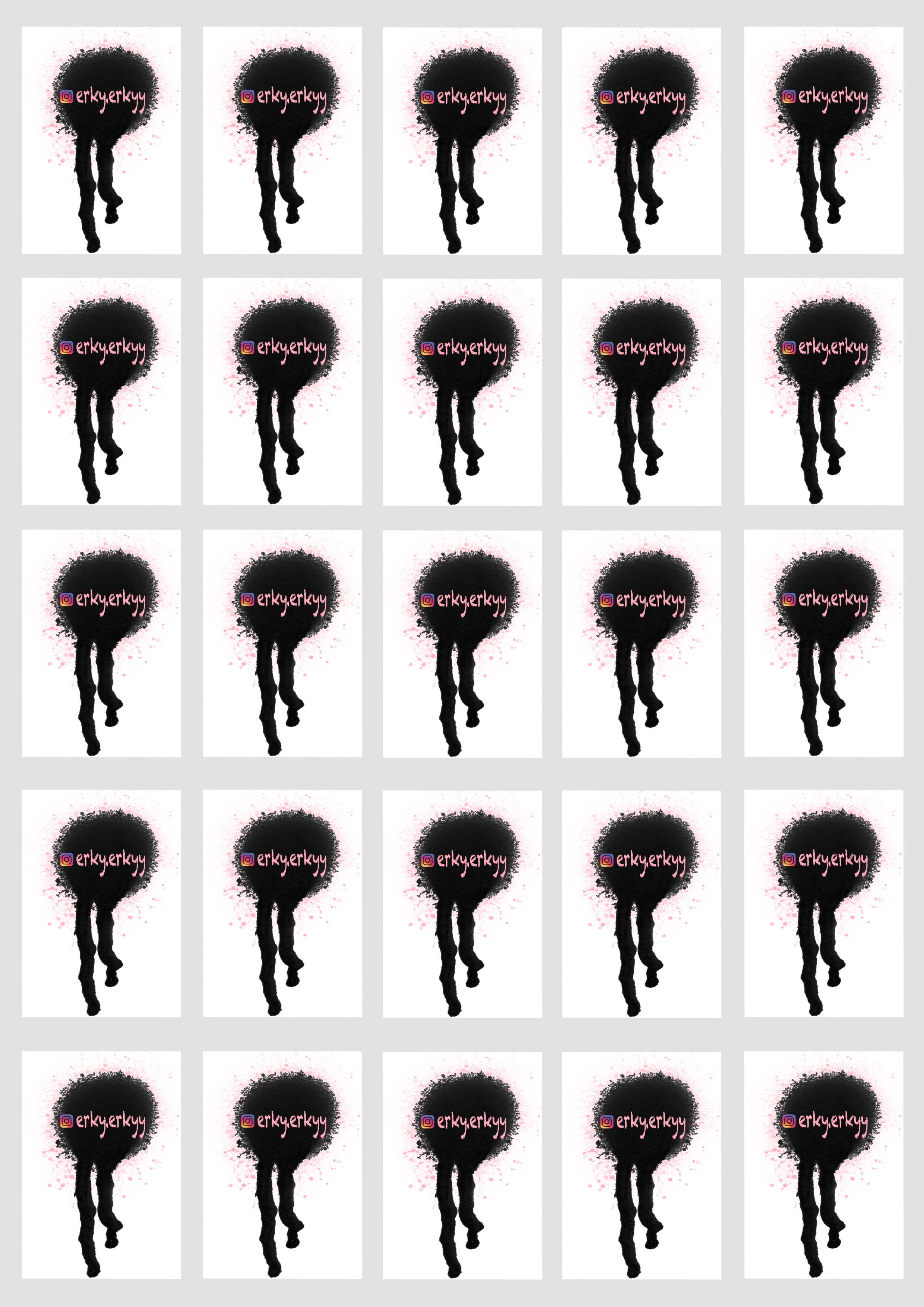 Black paint smear with name in pink
