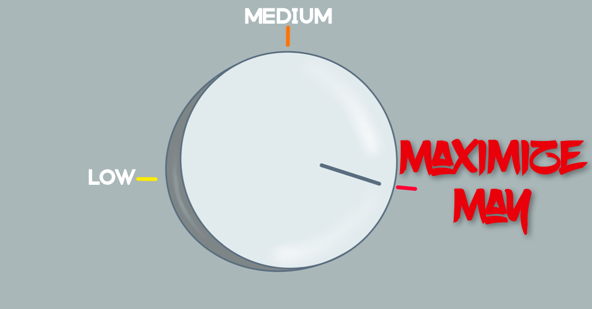 Gray background with silver volume dial