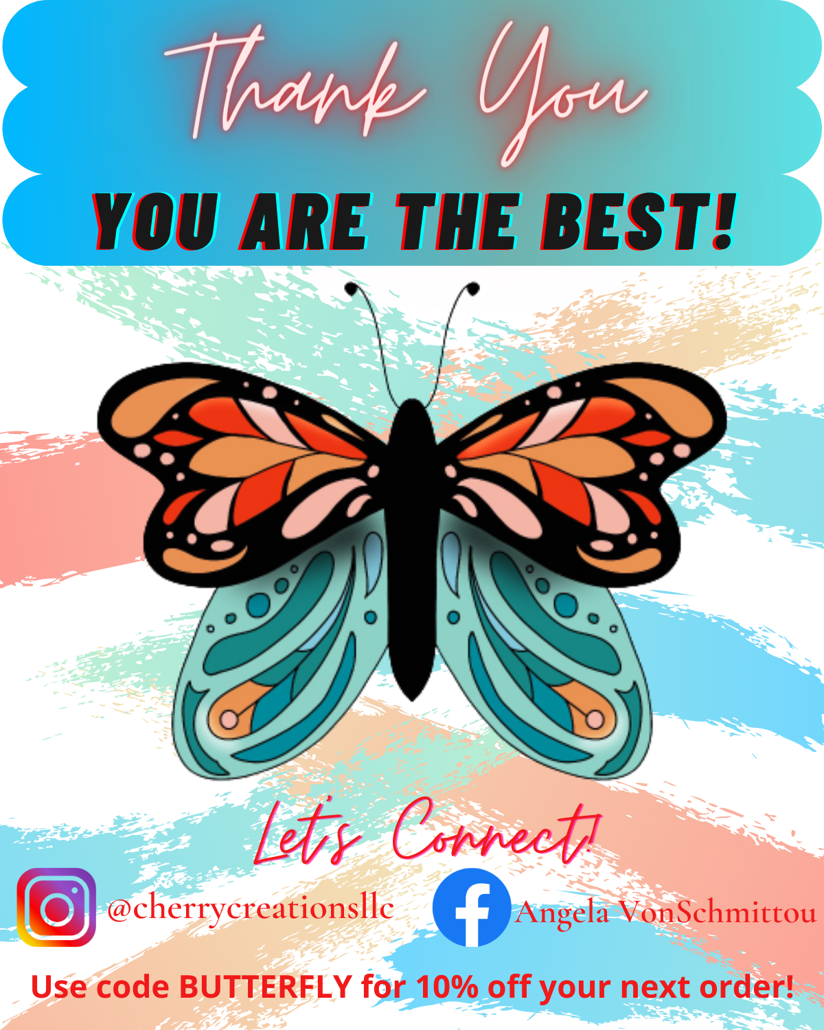 Drawing of monarch butterfly with pastel decorations in background
